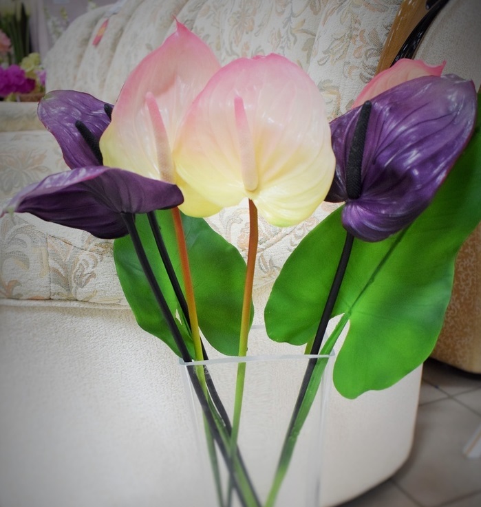 REAL TOUCH Антуриум большой (Бело-розовый)