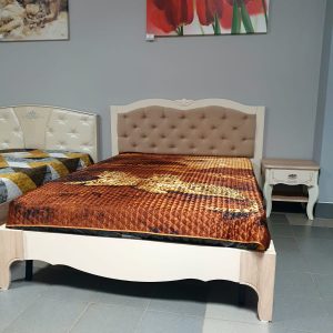 Кровать 1400 Элен с 2-мя тумбами и ортопедическим основанием (Лиственница/Перламутр/Шане)