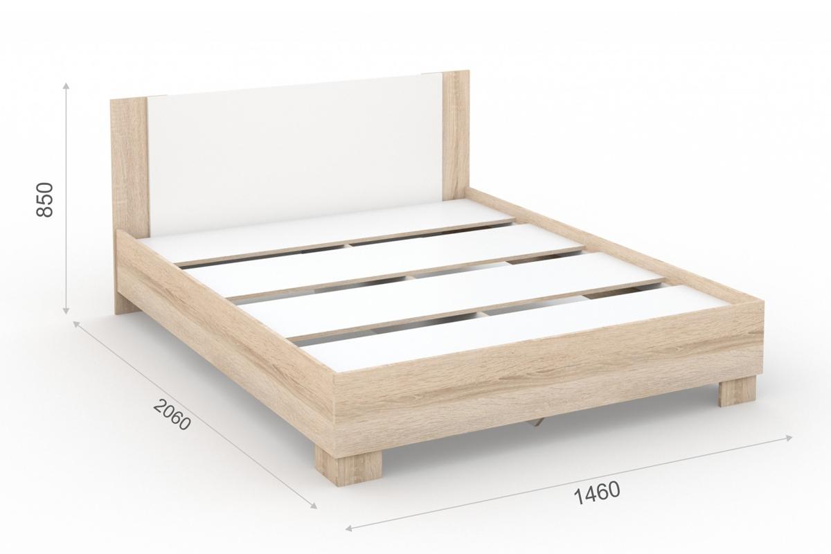 Кровать Аврора (основание ЛДСП) Дуб сонома/Белый