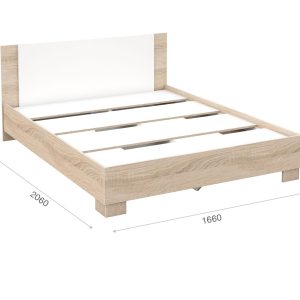 Кровать Аврора (основание ЛДСП) Дуб сонома/Белый