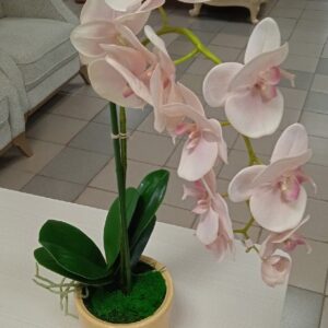 Композиция "Орхидея в горшке" бело-розовая 1 шт.