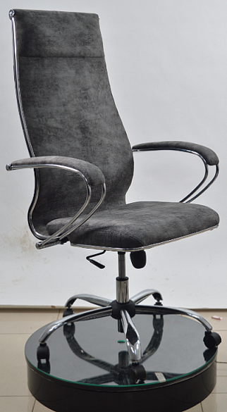 Кресло Метта L 1m 42/К (Велюр В Темно-серый) + основание 17833