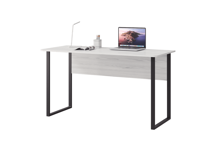 Стол письменный на металлических опорах Оливер (Ясень Анкор светлый)