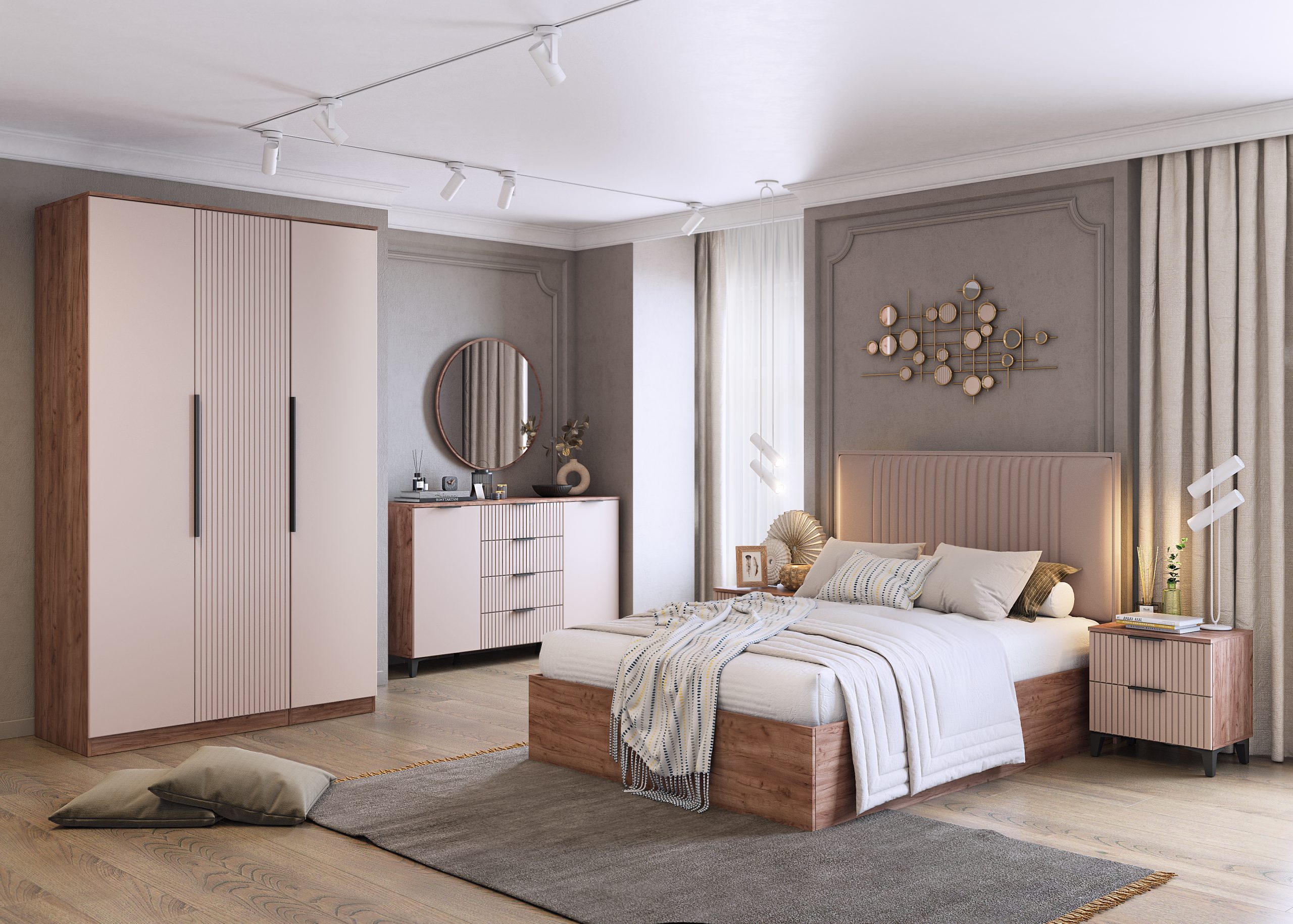 Кровать Тоскана без основания (Дуб табачный/бисквит)