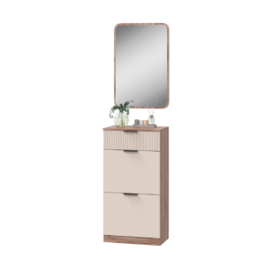 Зеркало настенное + Тумба с дверками и ящиком Тоскана (Дуб табачный/бисквит)