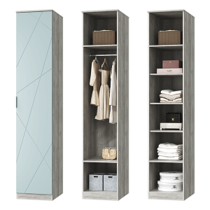 Шкаф Лагуна 1 дверный для платья и белья (Дуб серый/серо-голубой)