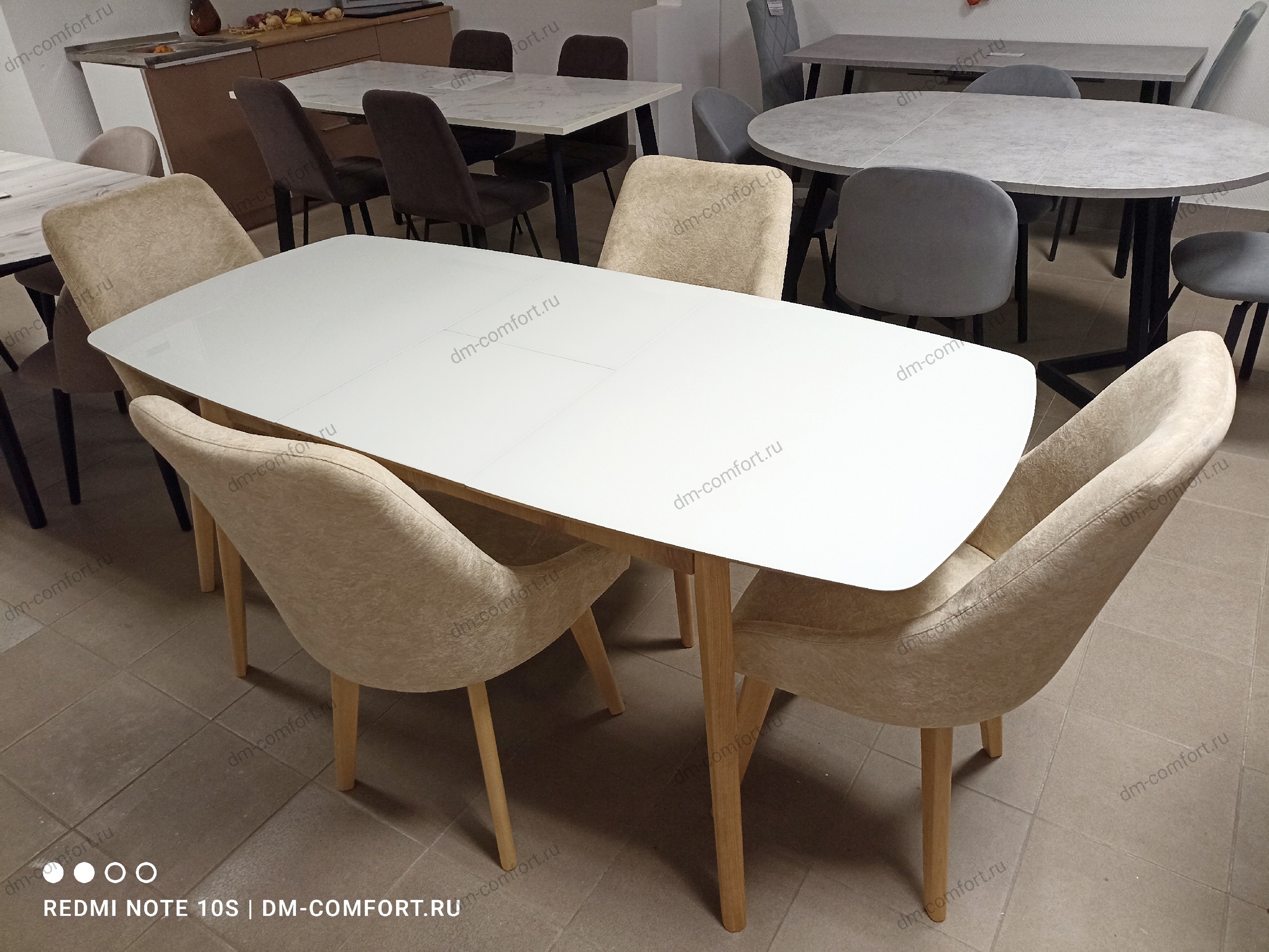 Стол Альбано 1300(+380)*800 (Дуб крафт золотой, стекло Экстра, береза)