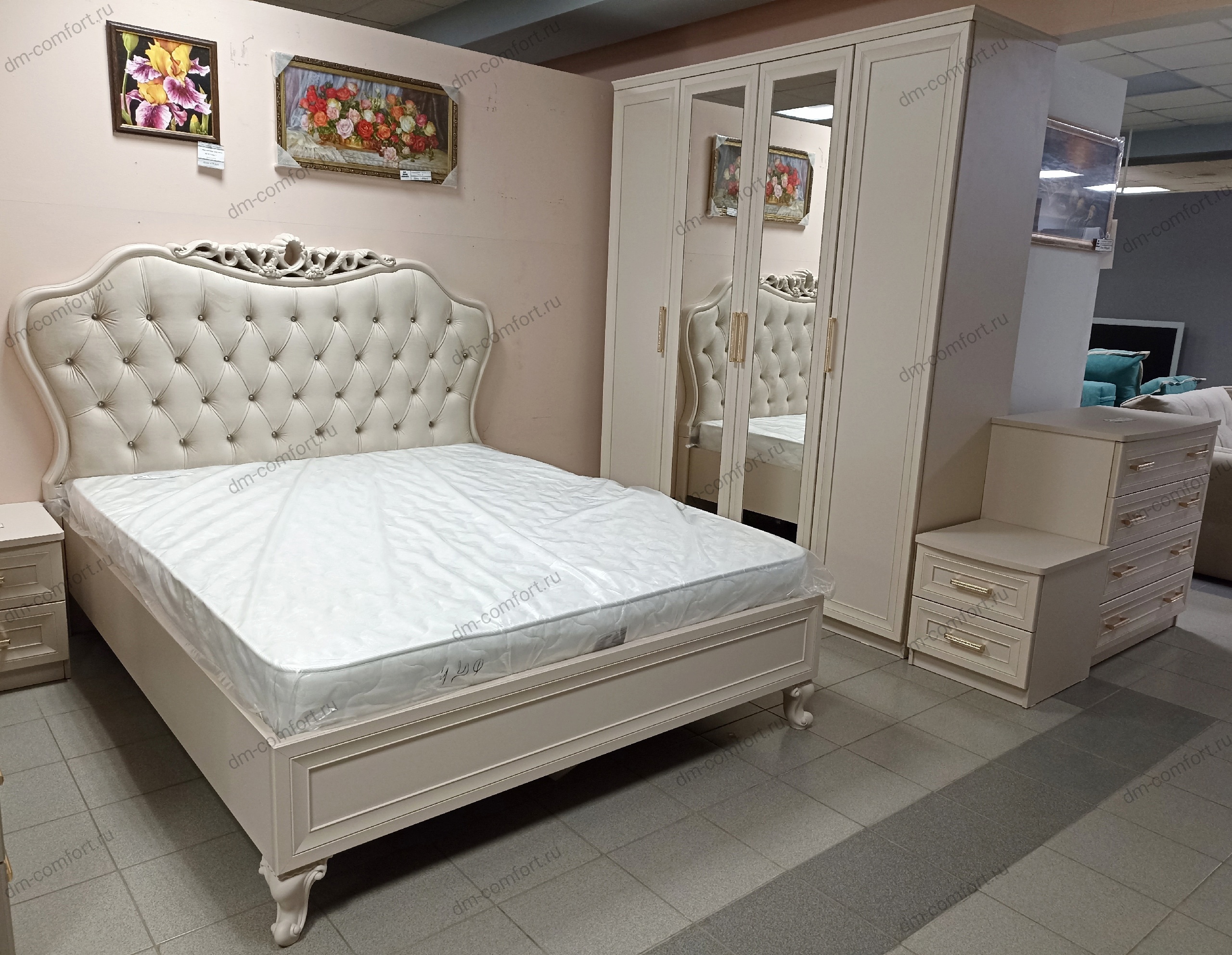 Спальный гарнитур Мокко Люкс - композиция 1 (Бежевый)