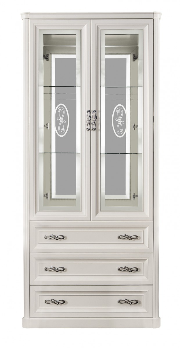 Витрина Мишель двухстворчатая (Белый матовый)