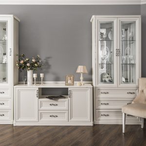 Гостиная Мишель 1+ТВ+2 (Белый матовый)