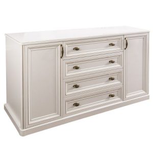 Комод широкий в гостиную Натали (Белый глянец)