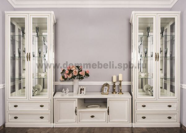 Гостиная Натали 2+ТВ+2 (Белый глянец)