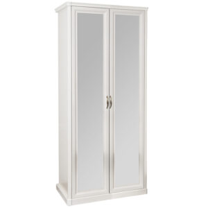 Шкаф 2-х дверный с зеркалом Натали (Белый глянец)