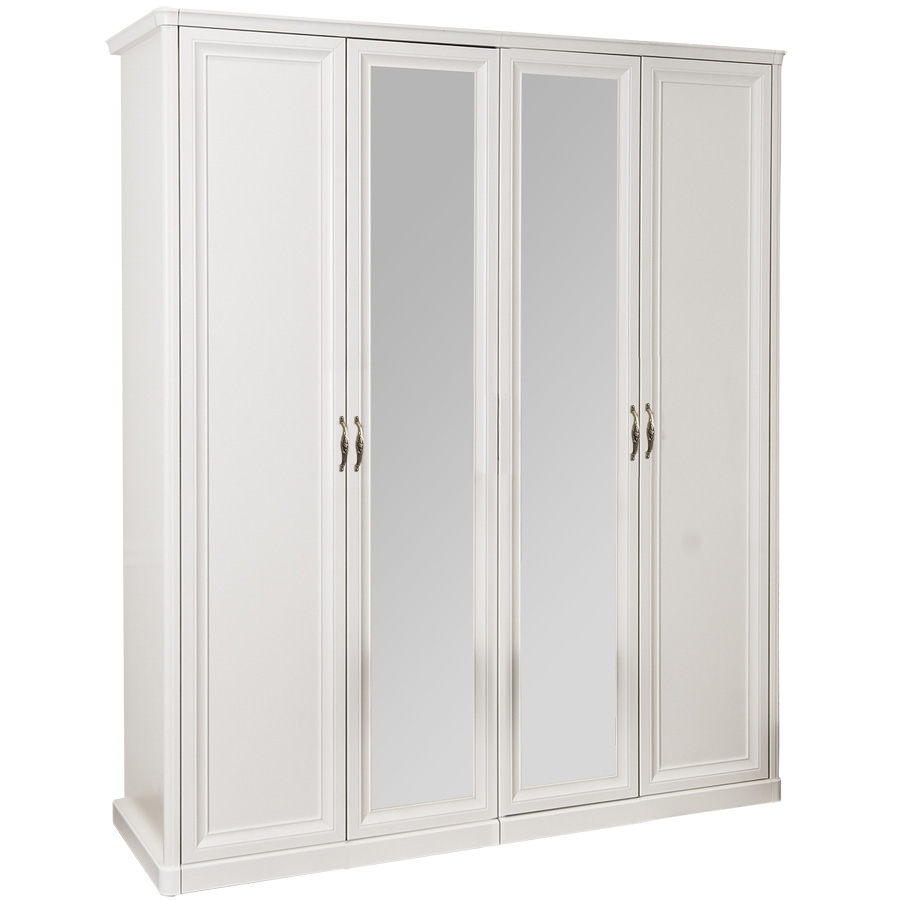 Шкаф 4-ств (2+2) с зеркалами Натали (Белый глянец)