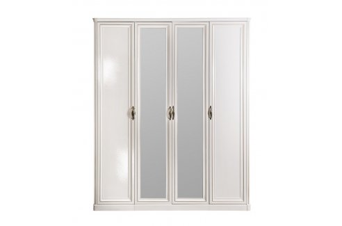 Шкаф 4-ств (2+2) с зеркалами Натали (Белый глянец)
