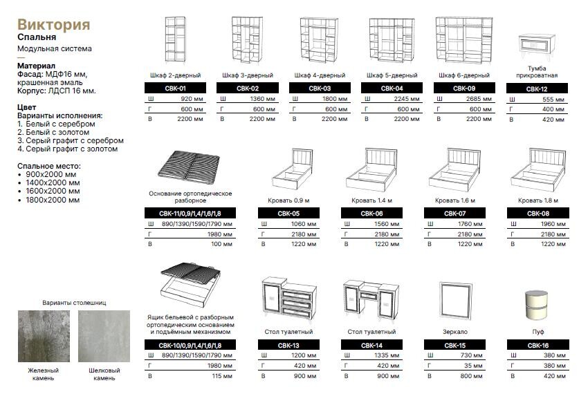 Шкаф 4-х дверный СВК-03 Виктория (Серый графит/Серебро)