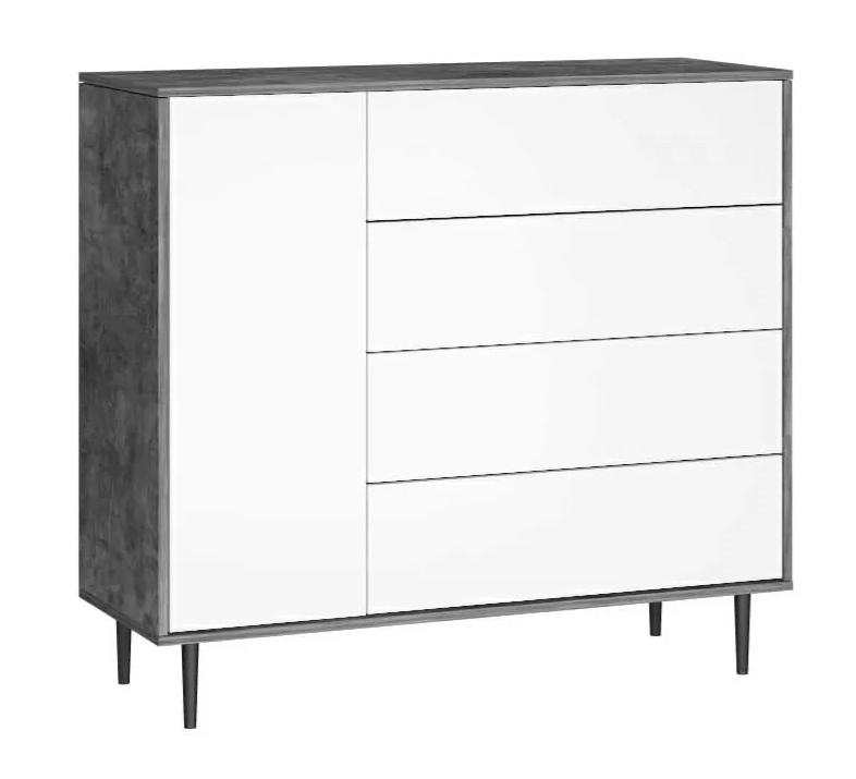 Комод Некст-К3 (Камень Темный/Белый)