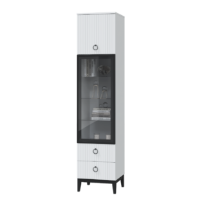 Шкаф-витрина с 1 стеклянной дверкой и 2 ящиками Шарлиз 450 (Белый снег софт)