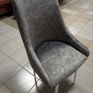 Кресло Хэнк (Велюр SOFT 07 серый, металл Лайт, белый глянец)