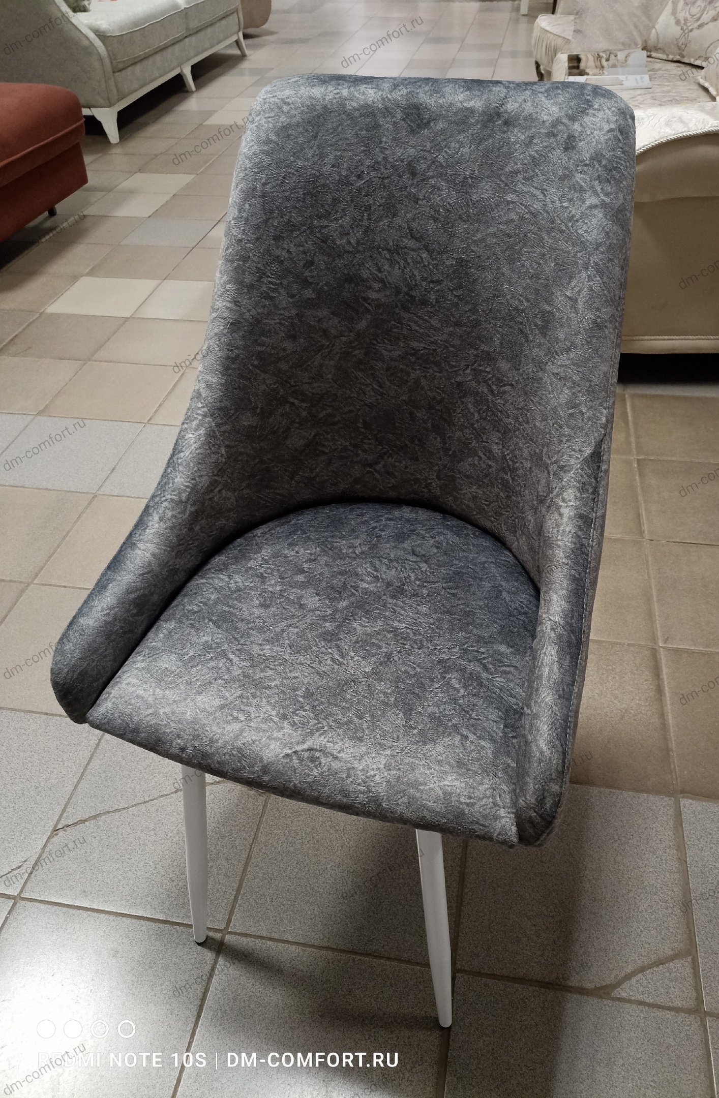 Кресло Хэнк (Велюр SOFT 07 серый, металл Лайт, белый глянец)