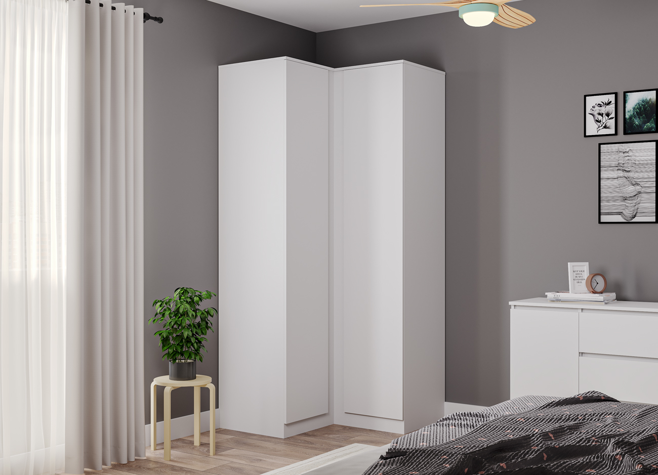 Шкаф угловой Мори МШУ 960.1 (Белый)