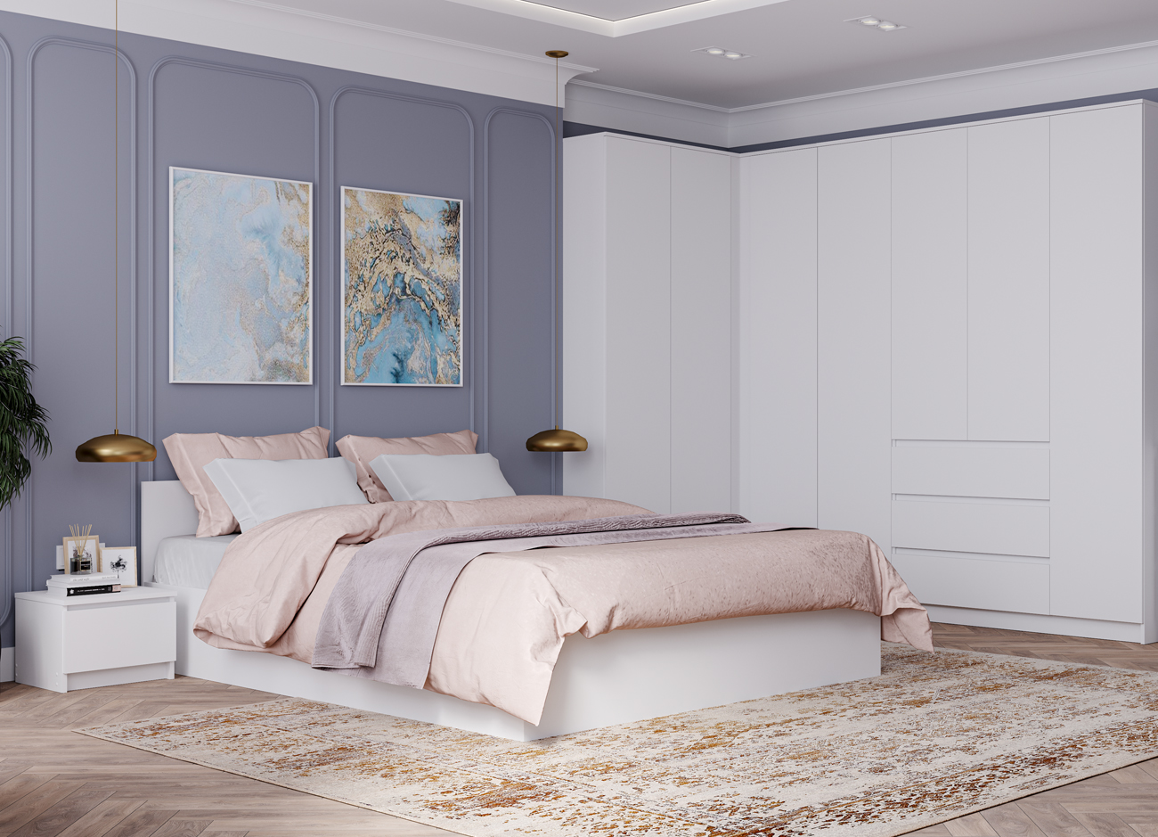 Шкаф угловой Мори МШУ 960.1 (Белый)