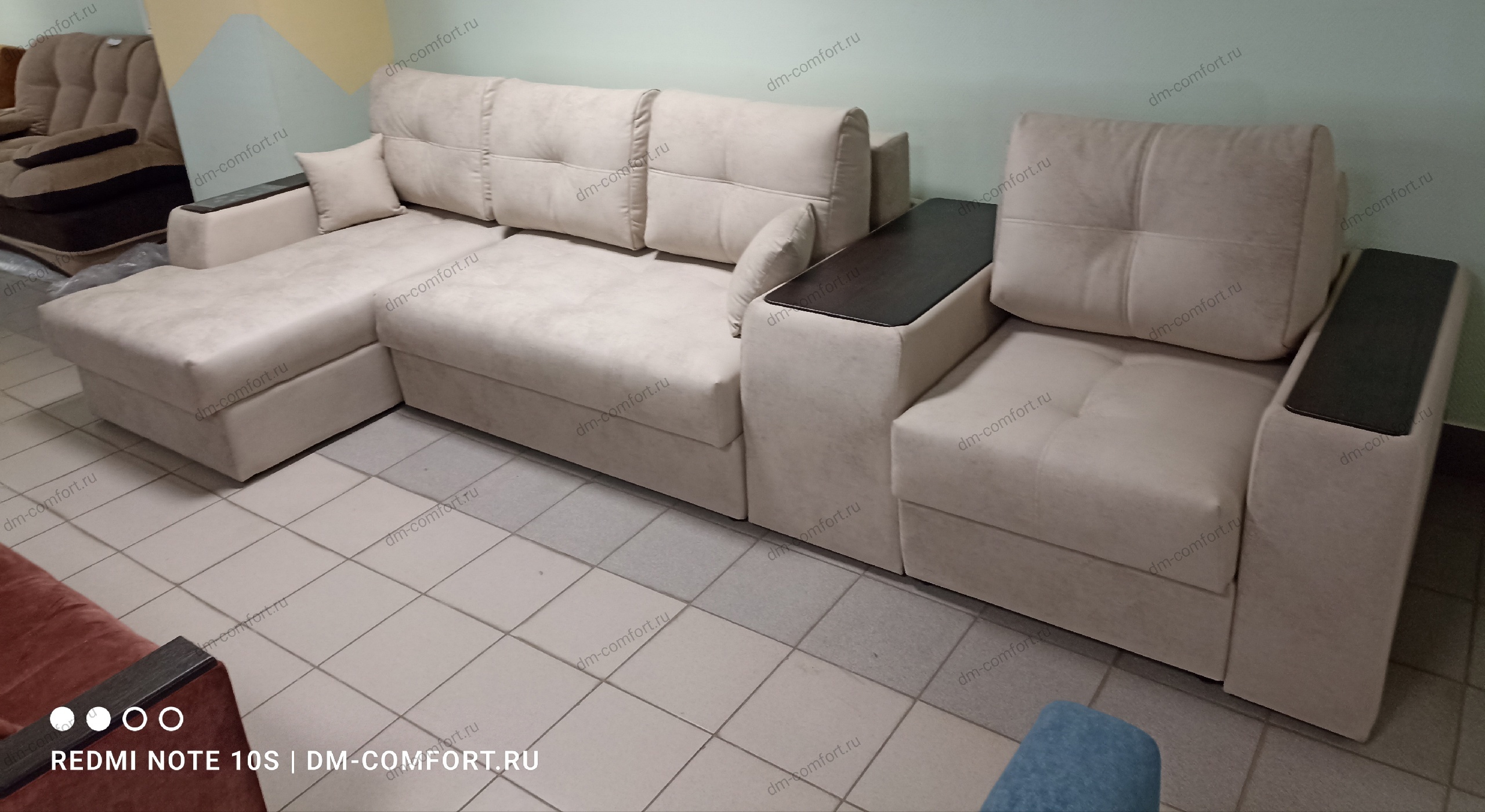 Диван Остин с оттоманкой 400 + Д1 НПБ 1В (Левый) 2 категория (Elza 2, Тиковое дерево)