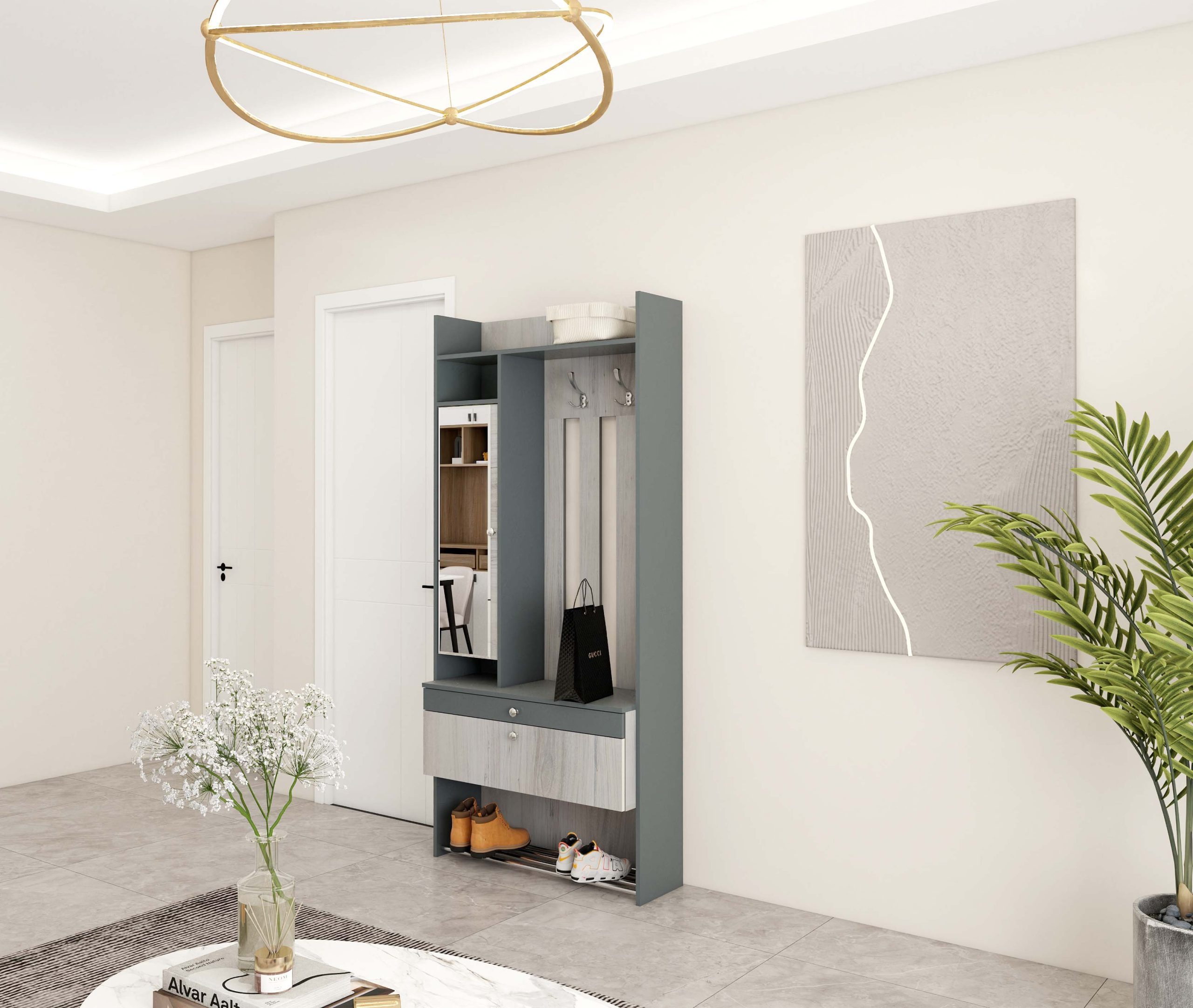 Прихожая Гретта-Эльза №2 (Дуб Эльза/Темно-серый Лофт)