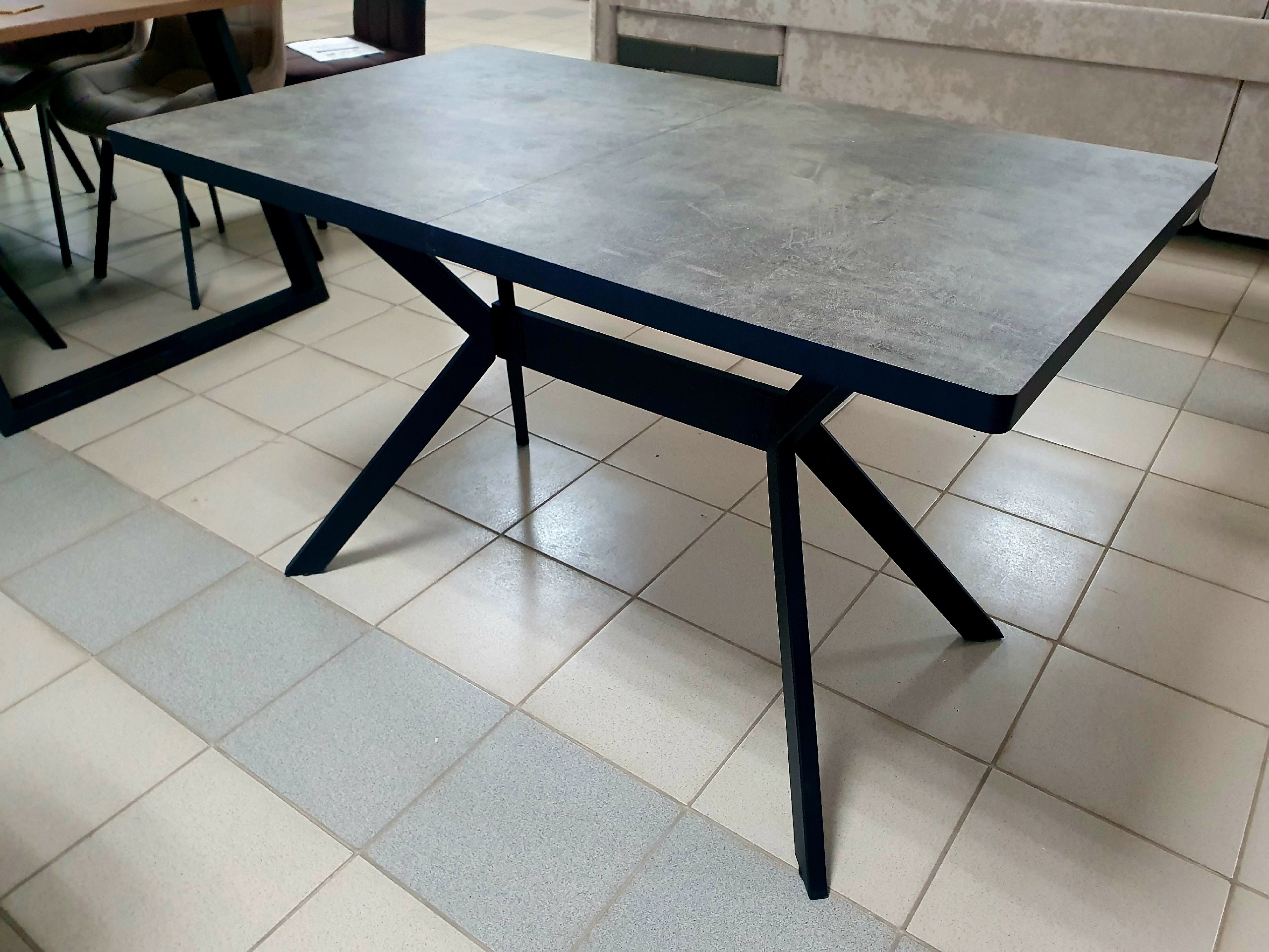 Стол раздвижной Верон-R (Камень Темный/Черный)