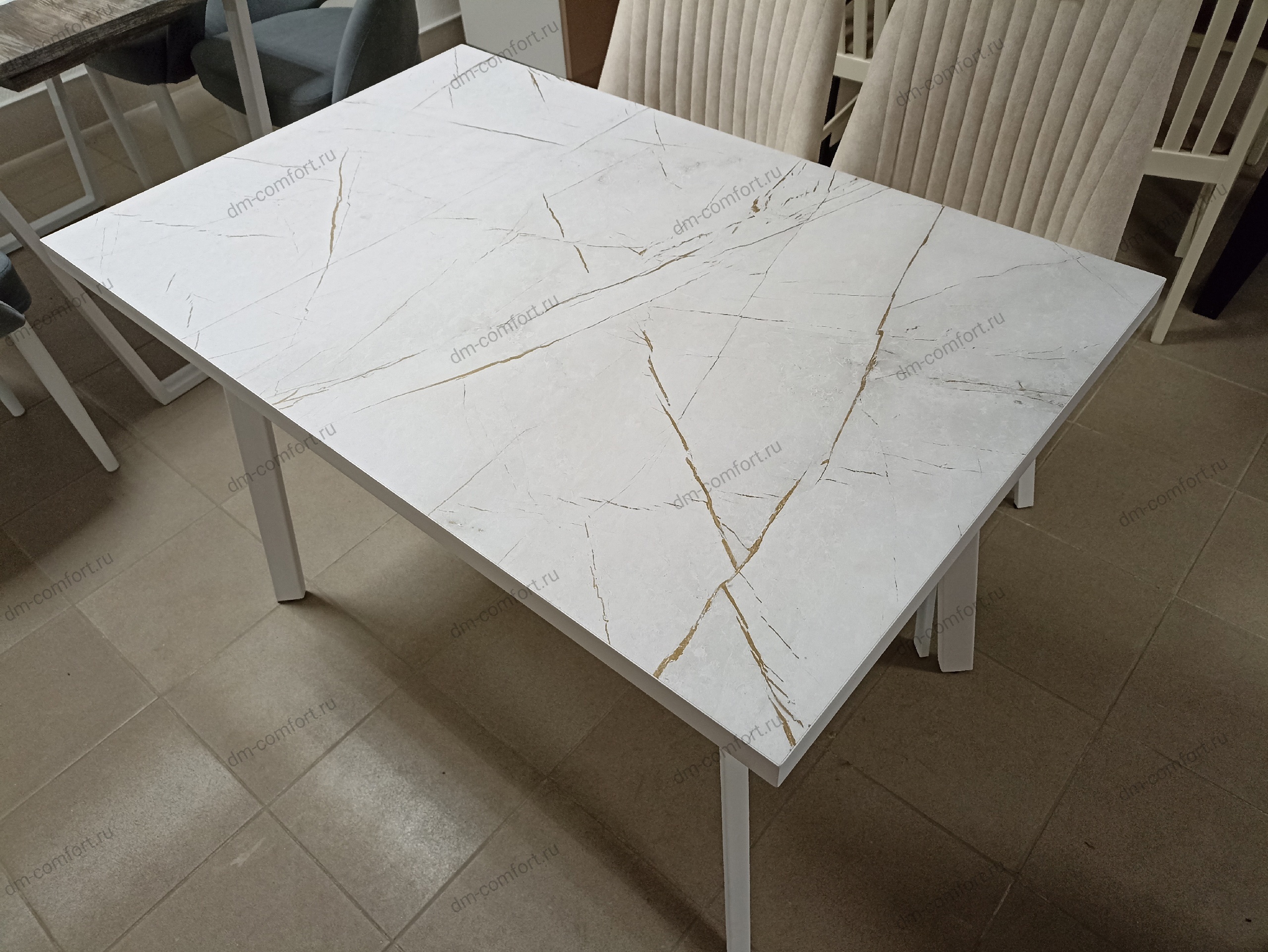 Стол нераздвижной Лэнди (HPL) (Светлый Камень/Белый)