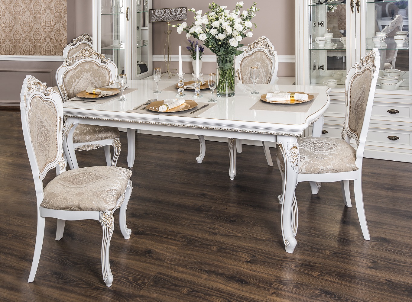 Стол обеденный Натали прямоугольный (Белый глянец)