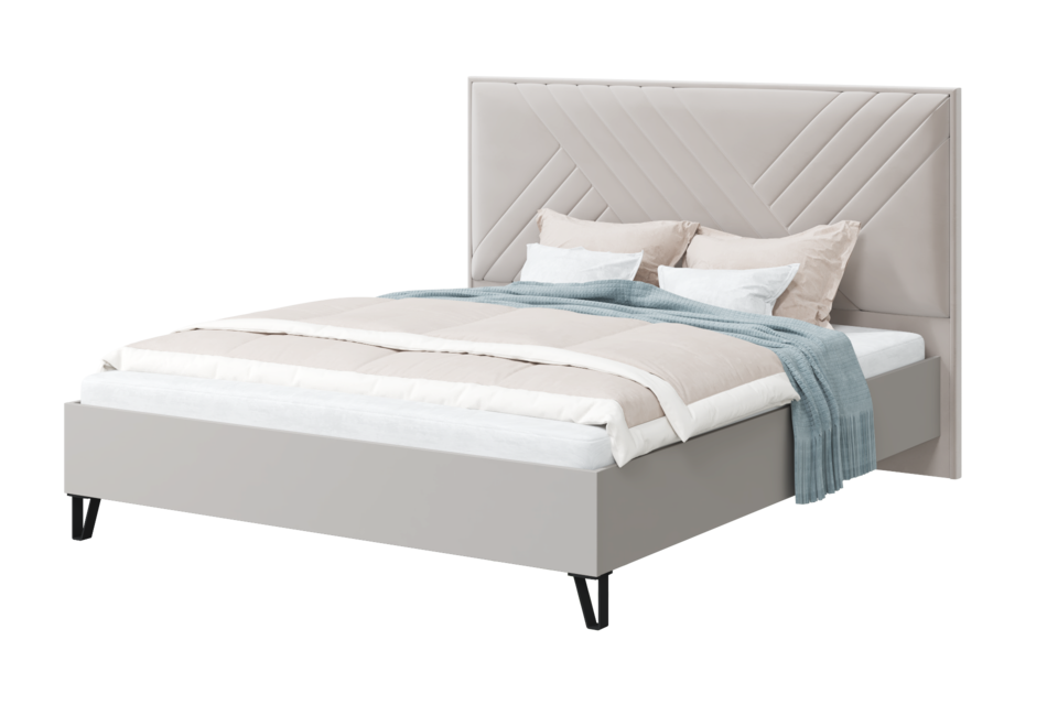 Кровать Кашемир с мягким изголовьем и основанием (Кашемир/Сантьяго)