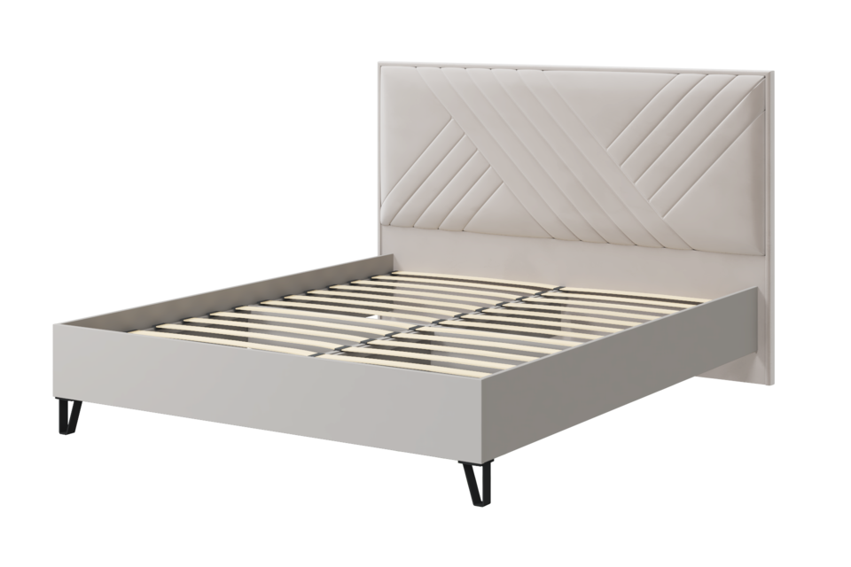 Кровать Кашемир с мягким изголовьем и основанием (Кашемир/Сантьяго)