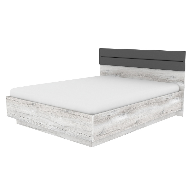 Кровать Люкс 1600 Neo 307 с подъемным механизмом и 2-мя тумбами 41 (Дуб Шавиниган)