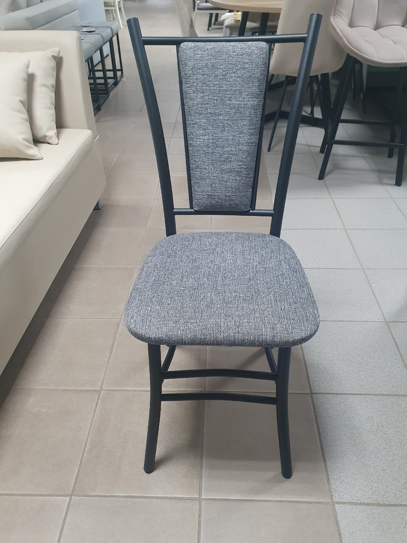 Стул Марсель (Рогожка серая, черный металл)