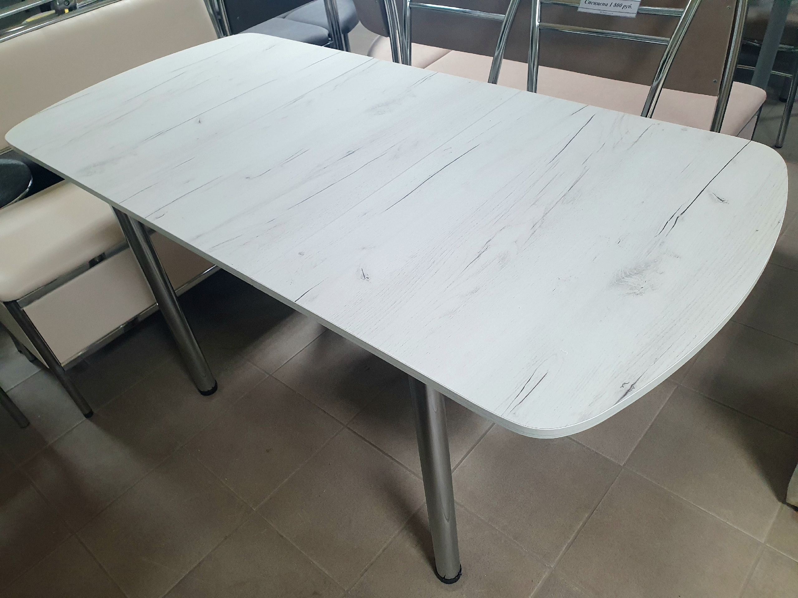 Стол раздвижной ЛДСП 1100/700 (Дуб крафт белый, хром)