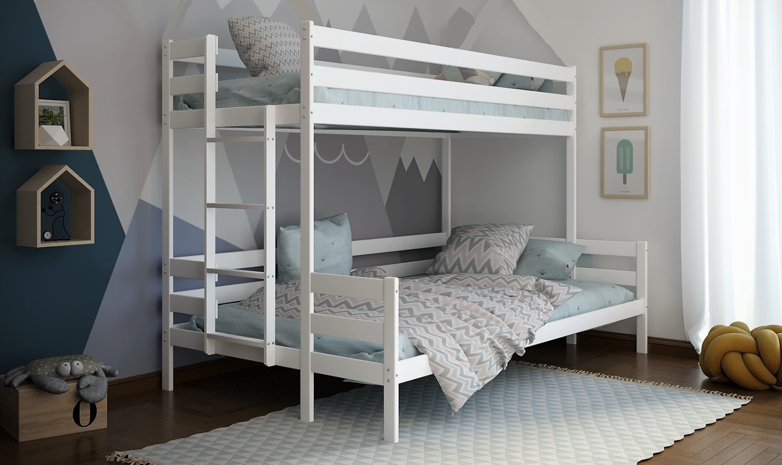 Кровать 2-х ярусная Анита-13 900*2000*1400 (Белая)