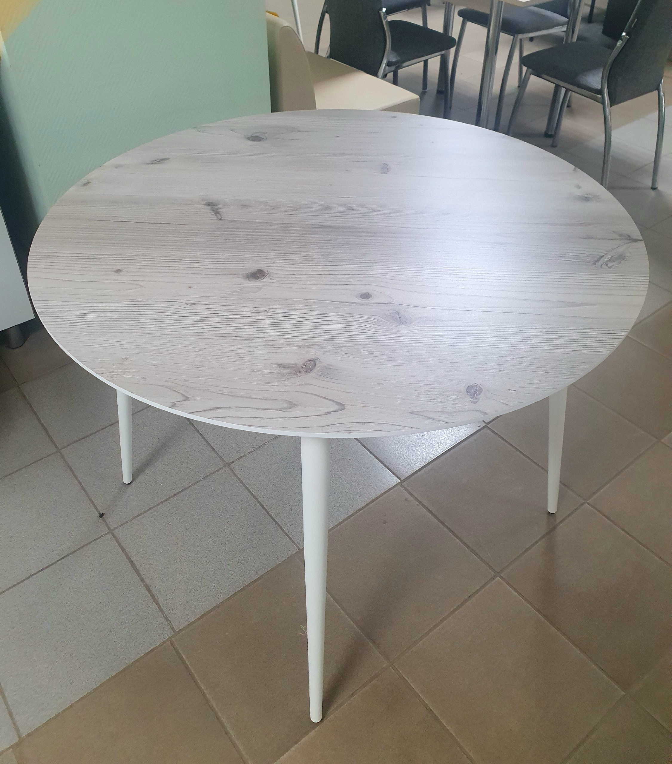 Стол круглый 1000 "Прайм" Лайт (Бискайская сосна/Опора белая)