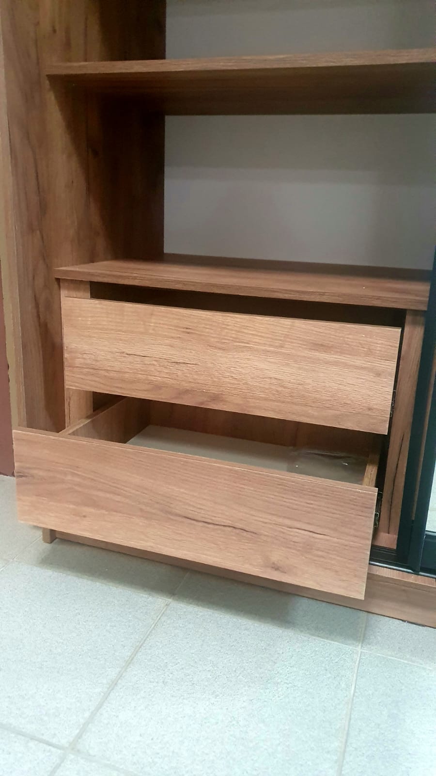 Шкаф-купе 2дв. Экспресс-2 1400 с зеркалом и 2-мя ящиками (Дуб табачный)