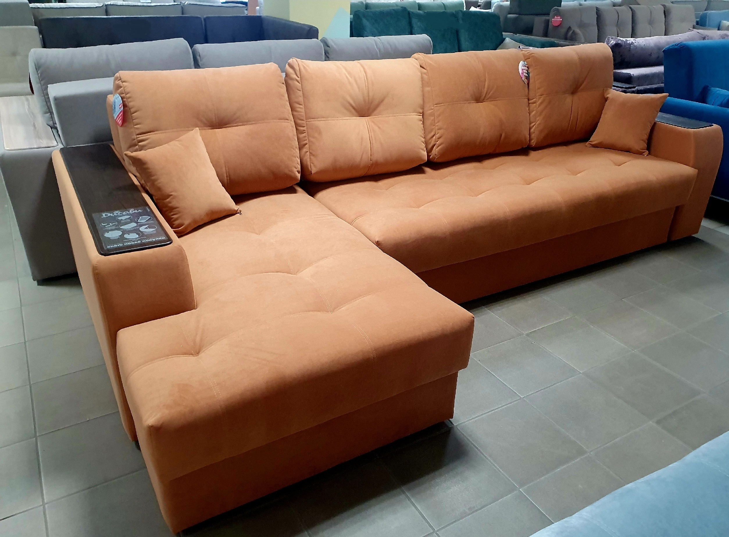 Диван угловой Остин XXL НПБ 1В 3 категория (Левый, Furla 240, Тиковое дерево)