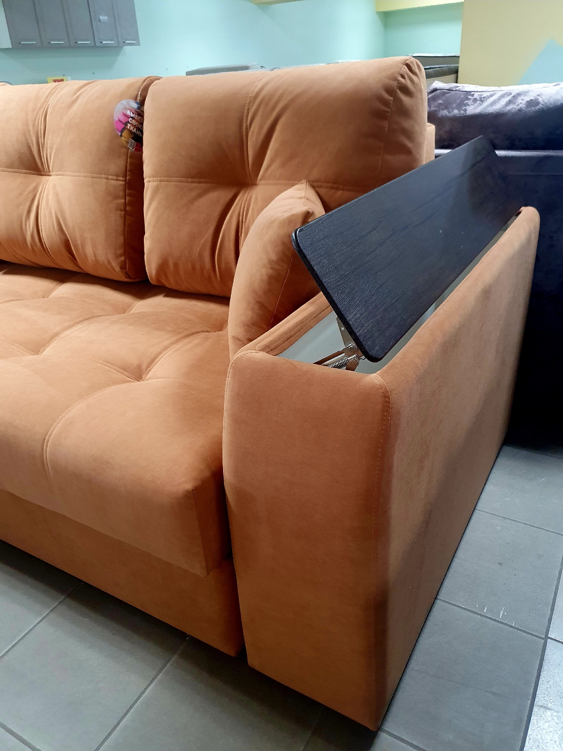 Диван угловой Остин XXL НПБ 1В 3 категория (Левый, Furla 240, Тиковое дерево)