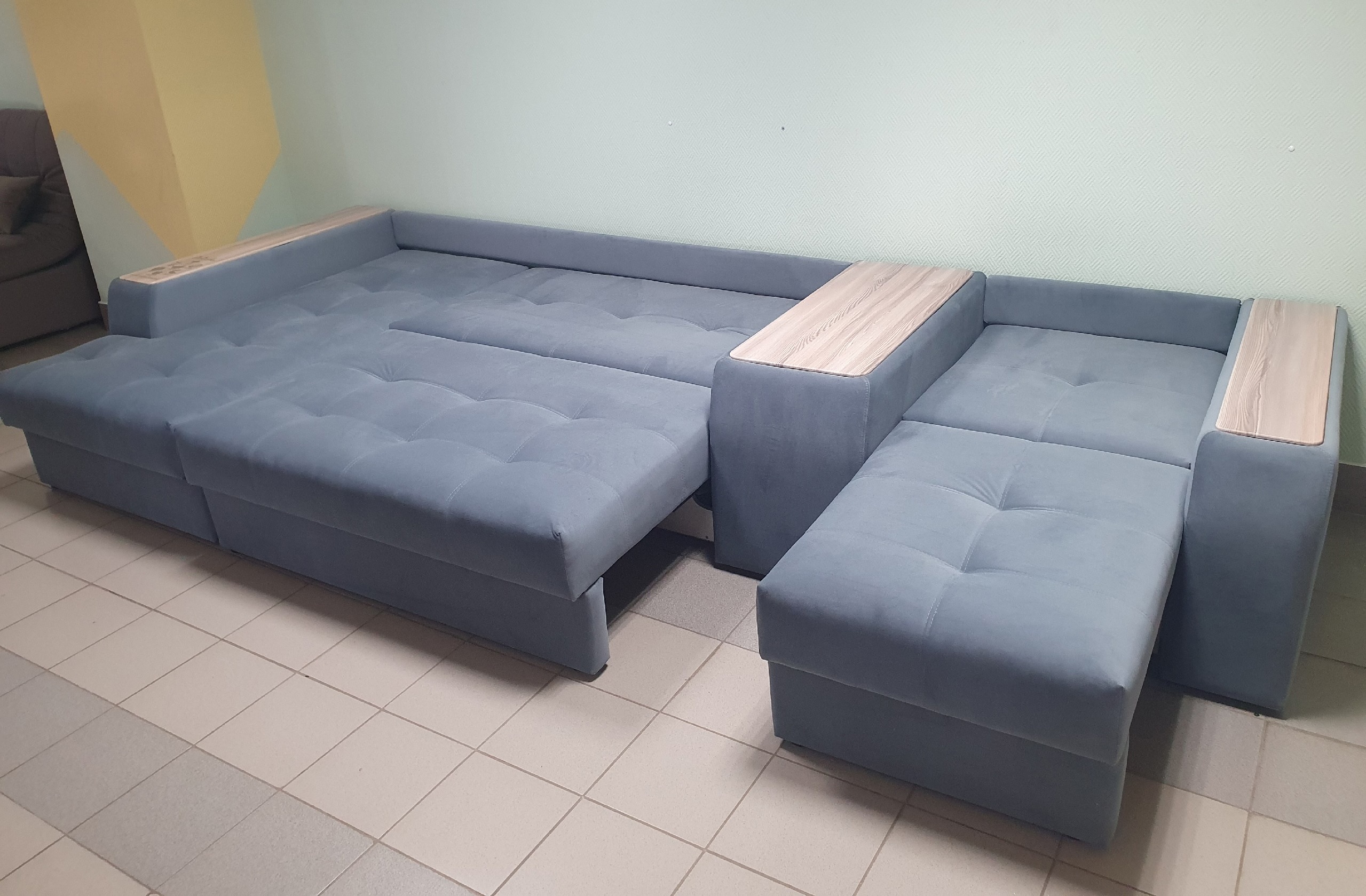 Диван Остин с оттоманкой 400 + Д1 НПБ 1В 4 категория (Левый, Diagonal 995, Бук)