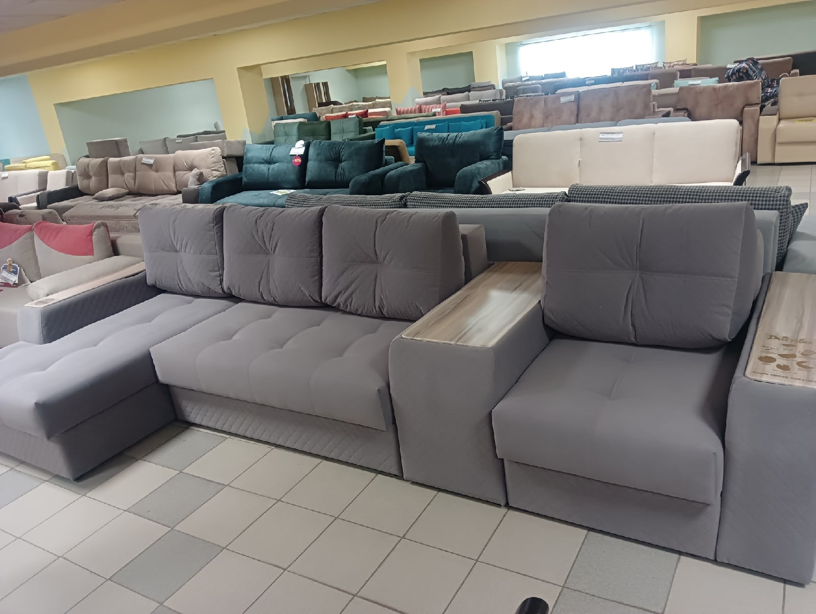 Диван Остин с оттоманкой 400 + Д1 НПБ 1В 4 категория (Левый, Diagonal 995, Бук)