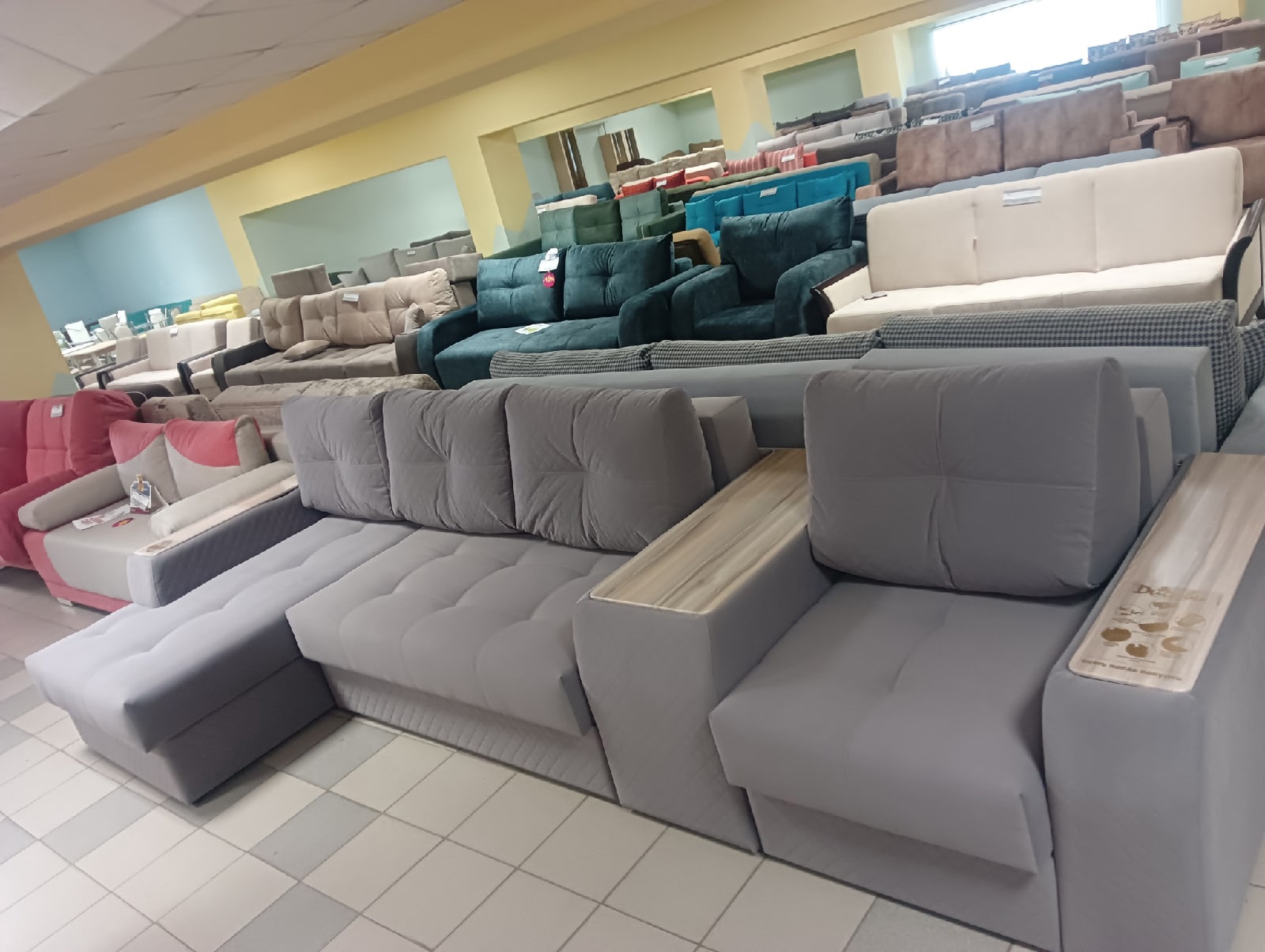 Диван Остин с оттоманкой 400 + Д1 НПБ 1В 4 категория (Левый, Diagonal 995, Бук)