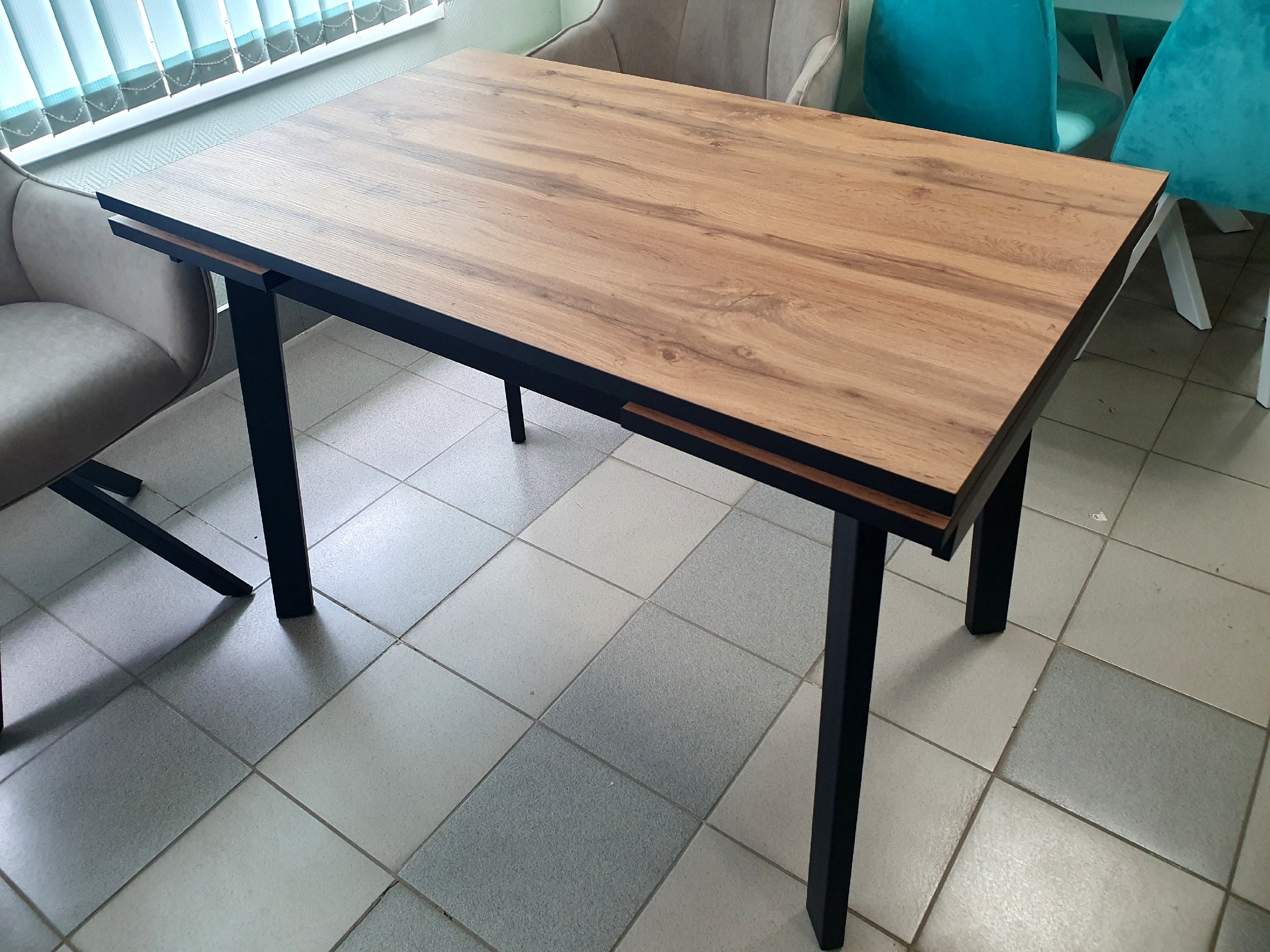 Стол раздвижной Винг mini (Дуб вотан/Черный)