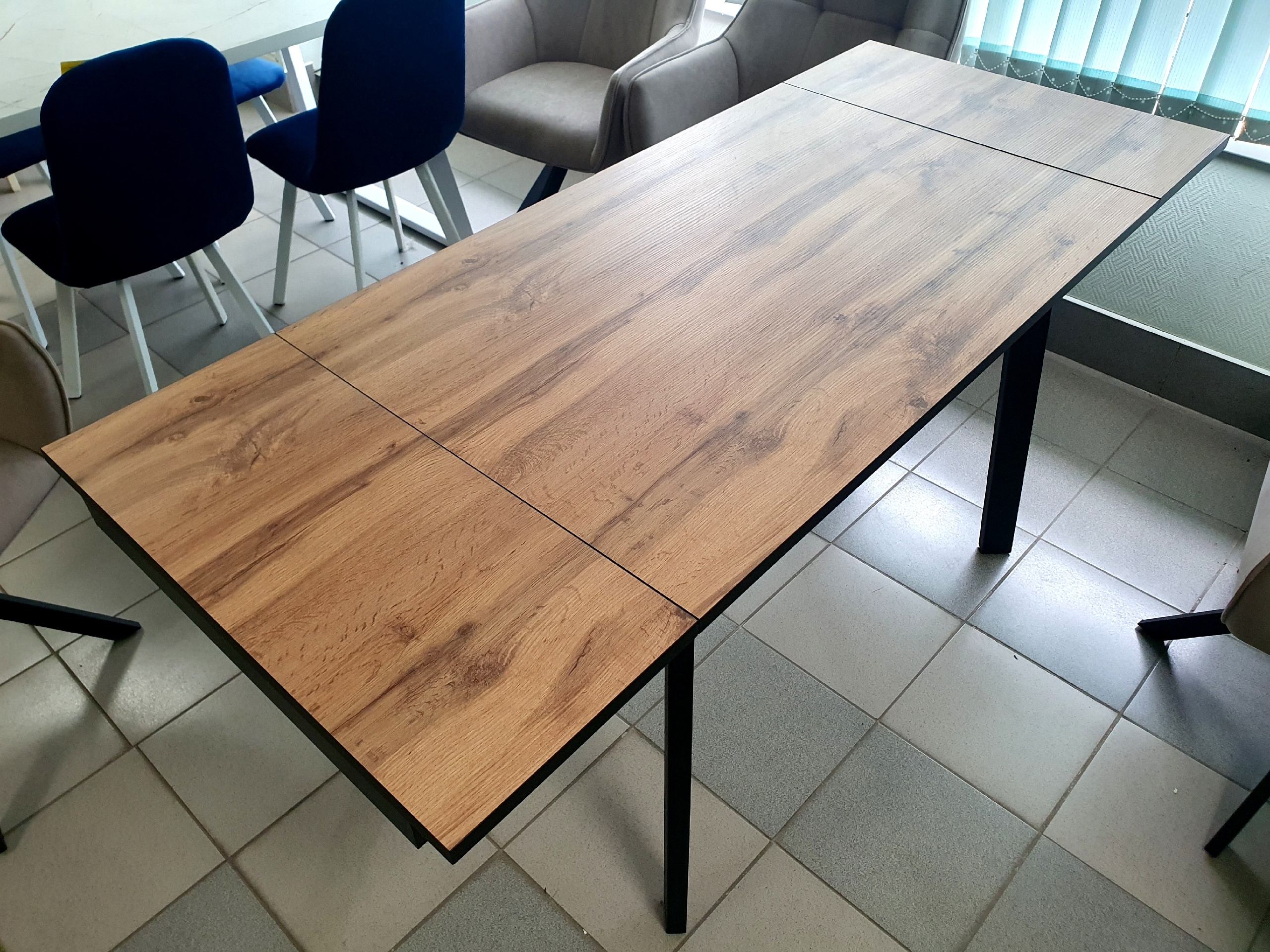 Стол раздвижной Винг mini (Дуб вотан/Черный)