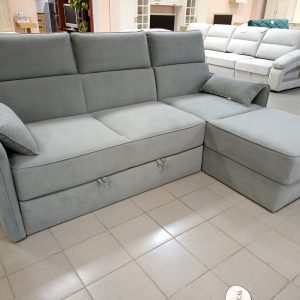 Диван угловой Полярис 5 ДУ (Велюр серый)