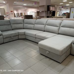Диван угловой Орлеан УМ с оттоманкой (Отт/Д2м/Ц/Д1/2Б) 2 категория (Elza 13, Бук)