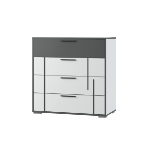 Комод 4 ящика Грей (белый бриллиант/темно-серый)