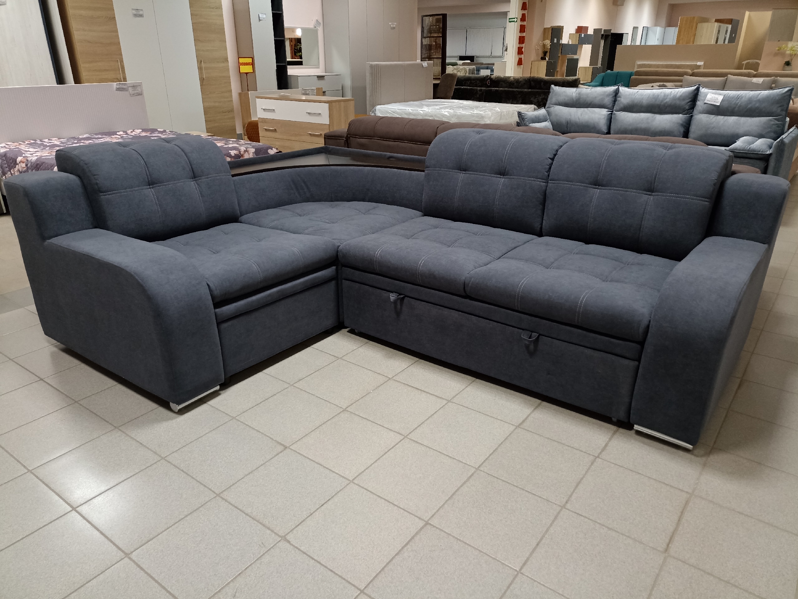 Диван угловой Жемчуг 2 ДУ Сектор (Велюр графит)